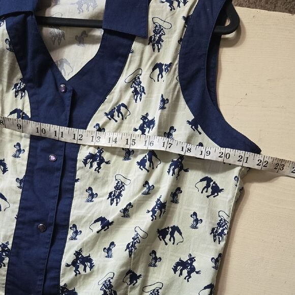 Five Star Navy and Cream Button Down Shirt - Picture 12 of 12